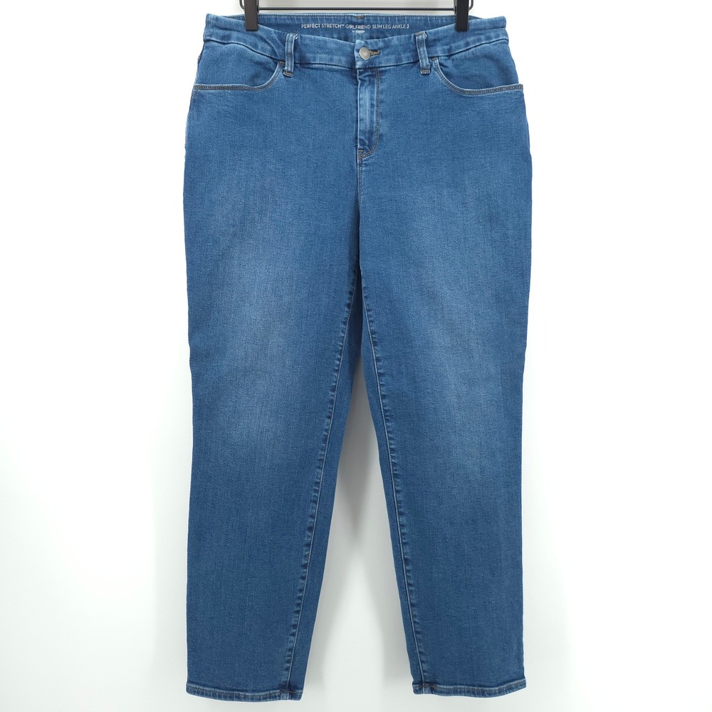 Chico's Perfect Stretch Girlfriend Slim Leg Ankle Women Jeans 2 (US 12) Blue